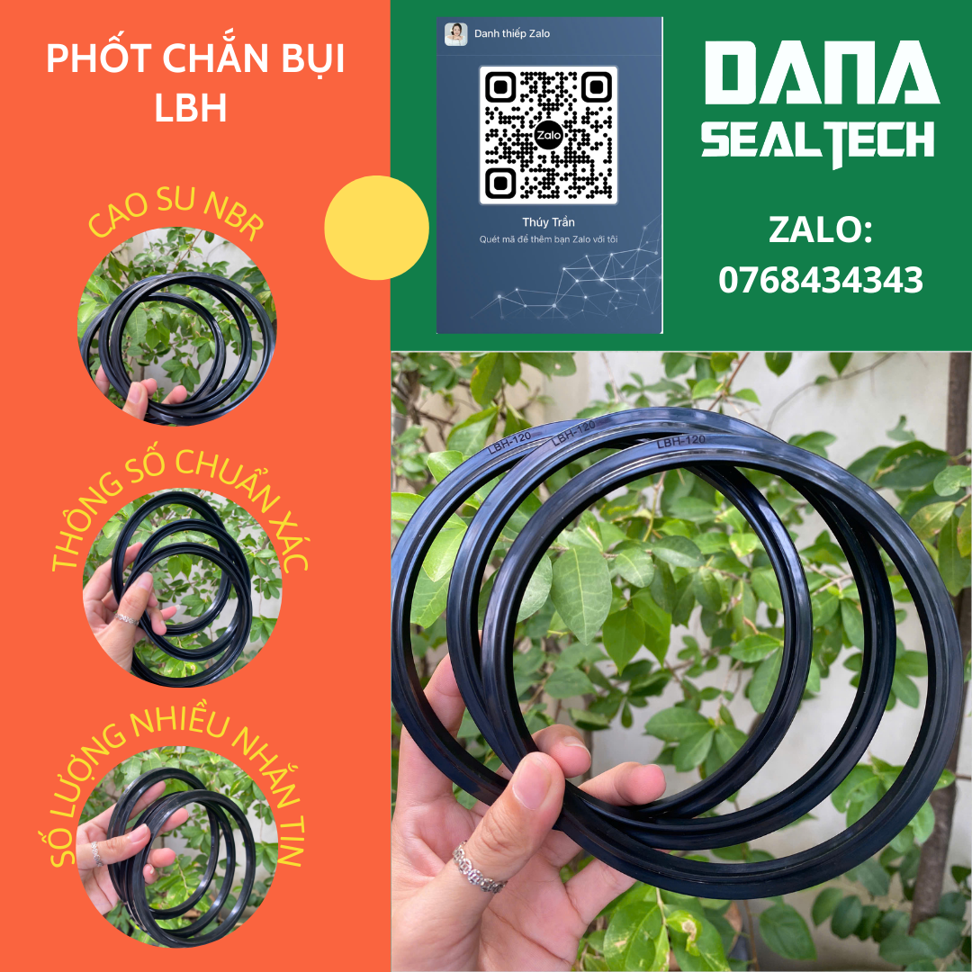 PHỐT CHẮN BỤI LBH-16, VÒNG ĐỆM CAO SU XI LANH THỦY LỰC LBH 16*24*6